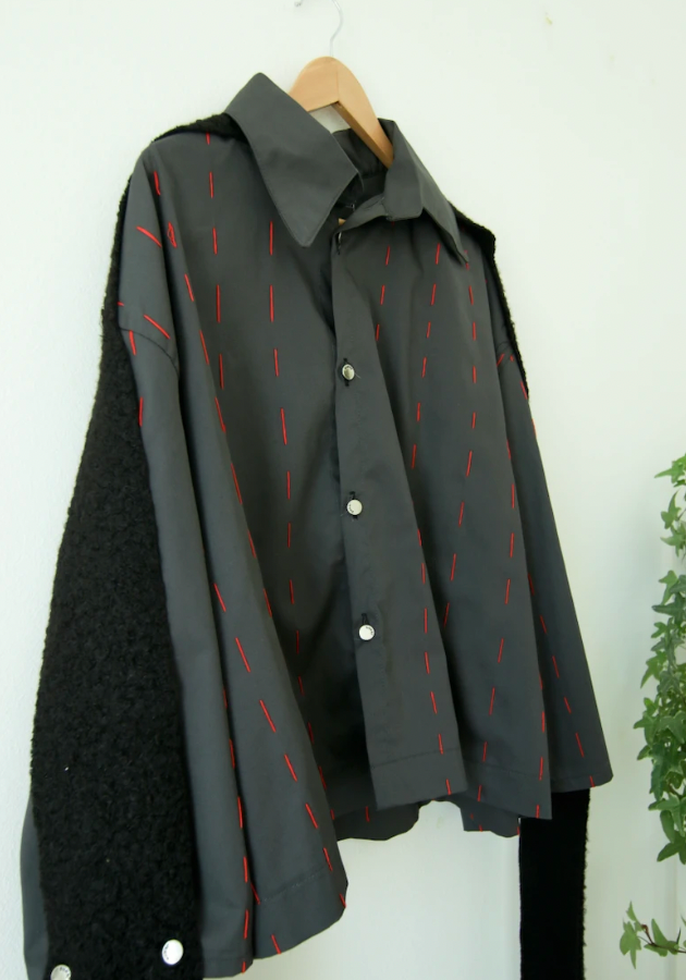 scarf button shirt